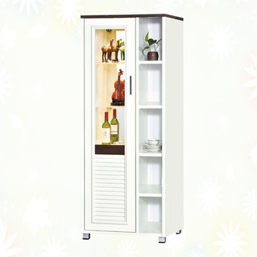 文創集 南亞塑鋼 雪菲多彩百葉2.3尺單開門半開放高塑鋼展示櫃(六色可選)-69x40.8x180.9cm免組