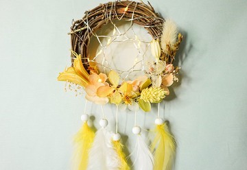 不凋花LED燈捕夢網 | 黃色