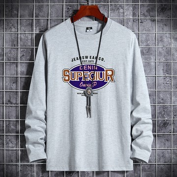 LARGE STORE 潮流美式LOGO長袖T恤 潮流上衣 男生上衣 情侶T 純棉上衣 有大尺寸 大學T(JN2585)