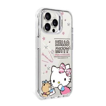 三麗鷗 iPhone 全系列 防震雙料隱形立架彩鑽手機殼-凱蒂悄悄話