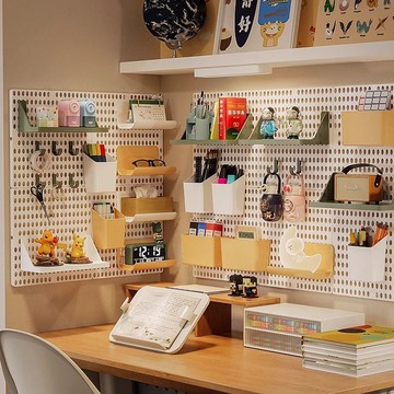 洞洞板置物架免打孔掛墻上掛板書桌桌面收納宿舍神器墻壁辦公室