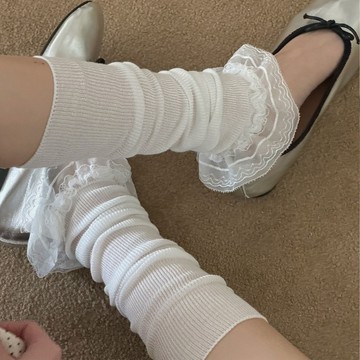 【全館現貨】 蕾絲堆堆襪套 女芭蕾風花邊長襪 小腿襪套 袖套 甜美穿搭襪子881365