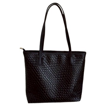 MDMS 韓系學生蛇紋編織托特包  黑色  大型