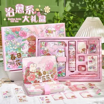 【台灣出貨】新款少女卡通筆記本禮盒本子可愛卡通手賬本學生文具生日禮物