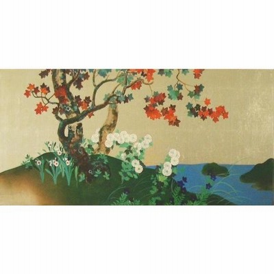 漆絵　鈴木其一の名作「四季花木図」  NH126