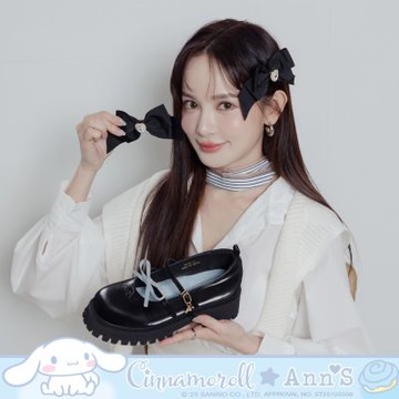 Ann’S X Sanrio三麗鷗 大耳狗喜拿聯名 可拆蝴蝶結瑪莉珍樂福鞋4.5cm-黑