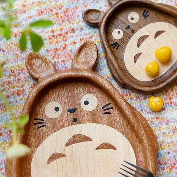 免運附發票 快速出貨 龍貓收納盤/實木龍貓創木工房卡通可愛桌面干果點心雜物收納盤子 PPP8888