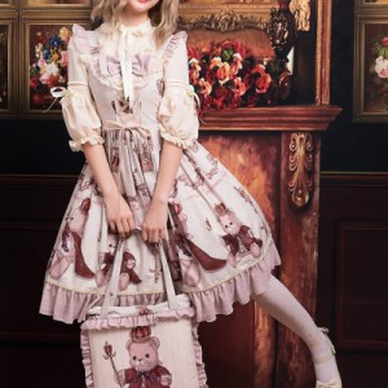 ワンピース ロリータ ジャンパースカート Jsk ロリィタ ゴシック ゴスロリ 春夏 オリジナル クマ White M0347 通販 Lineポイント最大1 0 Get Lineショッピング