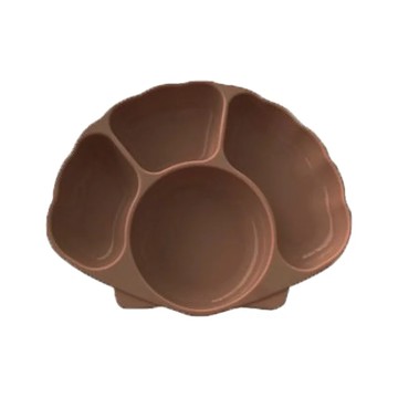 tgm 粉彩白金矽膠貝殼吸盤餐盤 強吸附力寬大吸盤  咖啡色  1個