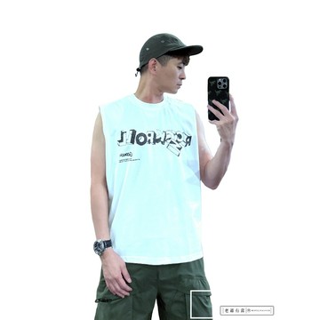 『老爺有喜』重磅ROCKN潑墨英字棉質背心(NOF2405S8003)-白