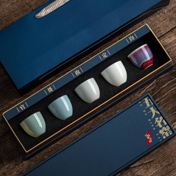 五大名窯陶瓷茶杯單杯功夫茶具家用主人杯小品茗杯公司節慶禮品裝