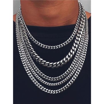 嘻哈鈦鋼古巴項鏈男女同款歐美潮流百搭高品質配鏈 silve cuban