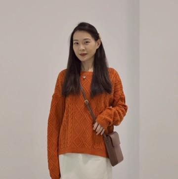 復古幾何菱格立體編織毛衣 兩色