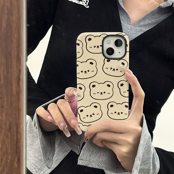 ins小熊適用蘋果16手機套plus菲林iphone15二閤一14硬12女13軟殼