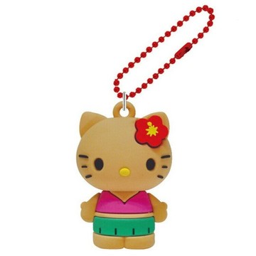 【震撼精品百貨】Hello Kitty_凱蒂貓~日本Sanrio三麗鷗 KITTY曬黑夏威夷矽膠吊飾-扶桑花*60642