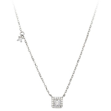 ENCLAIR 女士鋯石方形鑽石吊墜925純銀項鍊  白色  43cm
