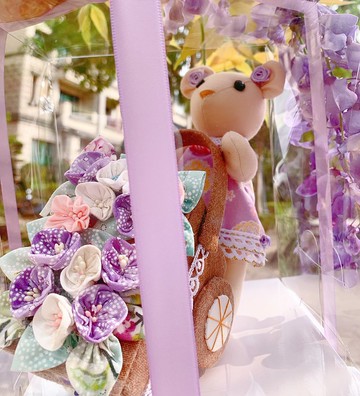 日系拼布花車小熊 情人節禮物, 送禮, 居家擺飾