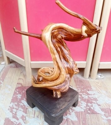 太行崖柏根雕擺件隨型筆掛陳化老料虎皮紋天然隨型樹根造型擺件1入