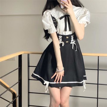 清倉 花園小貓 jk春夏款半身背帶裙高腰連衣裙 氣質可愛護奶裙