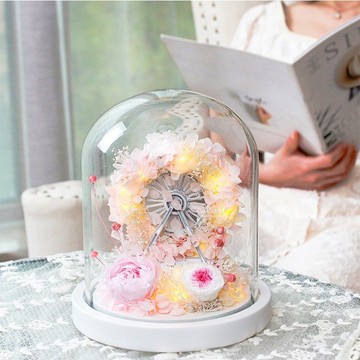 【ʚ ɞGIFTME5台灣現貨ʚ ɞ】生日禮物 紀念禮物 情人節 仿真花摩天輪 玻璃罩 永生花 居家擺設 擺件