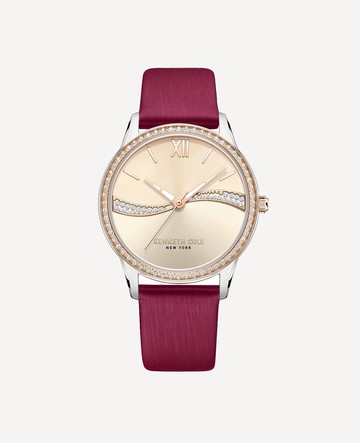 Kenneth Cole | Slim Water Resistant Leather Bracelet Watch in RED