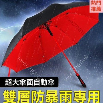 [居家實用】超大加厚結識抗風暴雨 自動傘 晴雨傘 大雨傘 防曬傘 露營傘 遮陽傘超大號雙層高爾夫傘男女商務三人自動雙人長