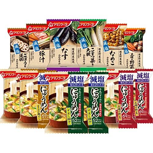 アマノフーズ フリーズドライ 減塩 味噌汁 まごころ一杯 にゅうめん 9種12食 詰め合わせ セット 常温保存