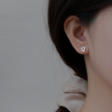 999純銀牛年本命年耳釘女新年主題十二生肖耳環轉運禮物萌牛耳飾