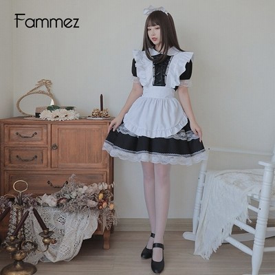 メイド服 ワンピース コスプレ衣装 可愛い 黒 白 半袖 膝丈 エプロン クラシカル ロイヤルメイド レディース フリル クラシカル 制服 喫茶店変装 ロリータ 服 通販 Lineポイント最大get Lineショッピング