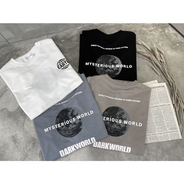 隔日到貨🔥短袖 正韓 earth 地球胸口Logo寬鬆 落肩 短袖 短Tee  T桖上衣 80047
