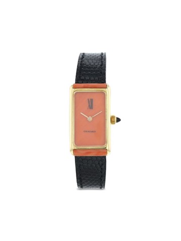 Chaumet - 1970 pre-owned Vintage 16mm - women - Yellow Gold/Leather - One Size - Orange
