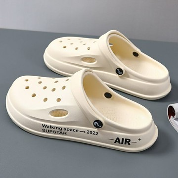 MQ拖鞋 室內拖鞋 居家拖鞋 防滑拖鞋 厚底拖鞋男士洞洞鞋2023新款防滑厚底休閑外穿韓版沙灘軟底護士包頭拖鞋男