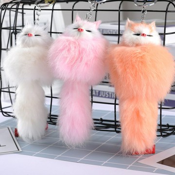 ins網紅可愛小貓咪鑰匙扣包包飾品毛絨公仔玩偶書包掛件小掛飾女