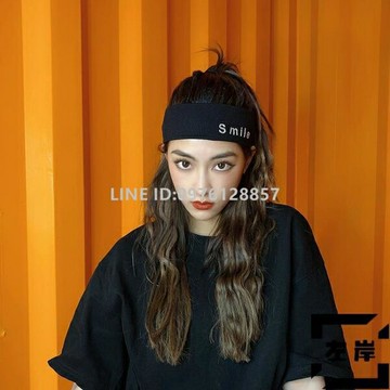 網美針織彈力素色發帶韓版休閒運動寬邊束發帶洗臉字母發箍【雲木雜貨】