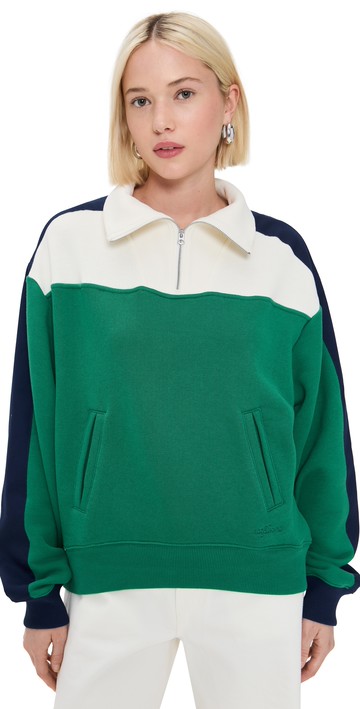 rag & bone Vintage Terry Sport Block Half Zip Greenmult L