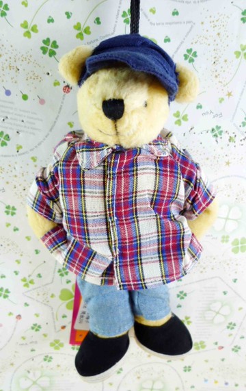 【震撼精品百貨】日本精品百貨~絨毛玩偶-人形熊-男生-紅格紋