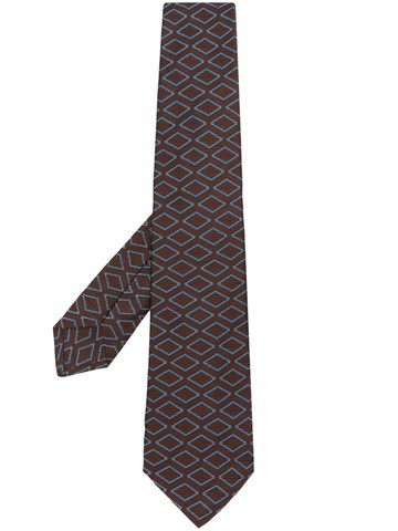 Kiton - geometric-pattern jacquard tie - men - Silk - One Size - Brown