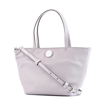 TORY BURCH 金屬標尼龍手提斜背二用水餃包-海灣灰迷你款