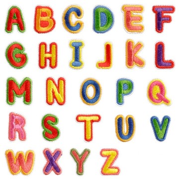 【哈狼族】服飾輔料/刺繡布貼/EMd/彩色26個小號英文字母 高度約2cm 刺繡燙布貼DIY