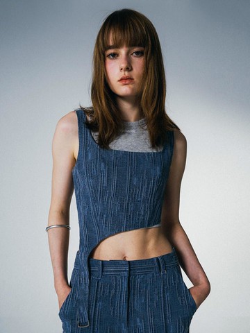 Yuthentic denim jacquard bustier blue