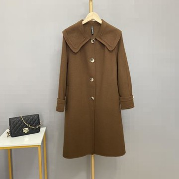 高端雙面羊絨大衣女中長款娃娃大翻領時尚羊毛呢子外套2021秋冬新