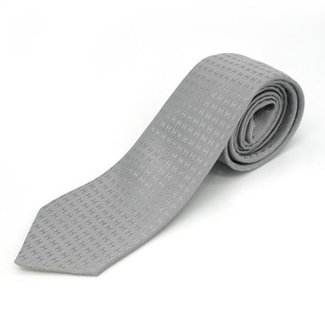 Hermes Faconnee H 斜紋真絲領帶(淺灰)