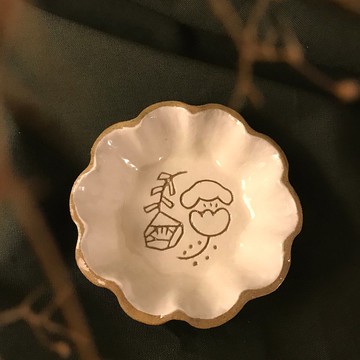 【 小丸 森林 手刻 】 小花 手刻線條 豆皿 小碟