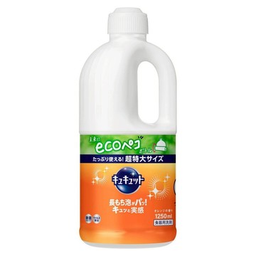 Kao 花王 Cucute 珂珂透 餐具洗碗精補充瓶 柑橘香  1.25L  1瓶