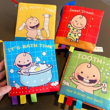 Gbee寶寶早教布書嬰兒標簽玩具嬰幼兒撕不爛布書啟蒙布書0-3玩具