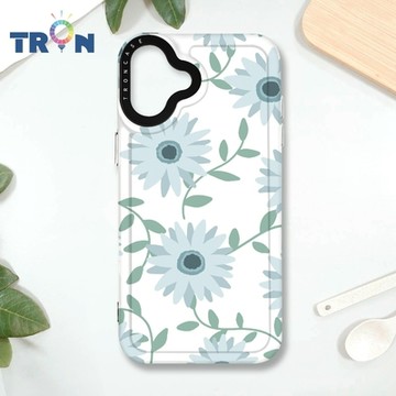 TRON IPHONE 16 PLUS 平塗手繪花朵C款 MAGSAFE 磁吸 防摔 太空殼 透黑 手機殼