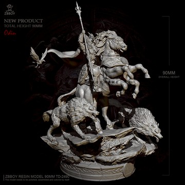 90MM YUFAN創制 奧丁之神 樹脂兵人(白模) TD-2494