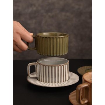 復古歐式釉變陶瓷咖啡杯高顏值卡布奇諾拿鐵花式咖啡拉花杯碟套裝