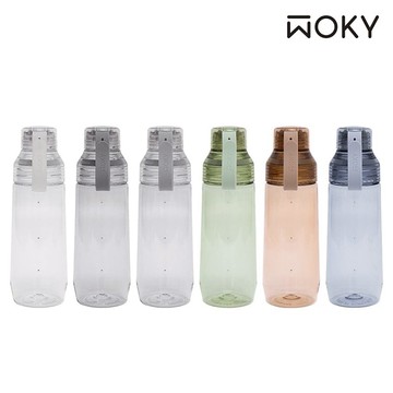 WOKY 沃廚 Ecozen透明水瓶600ml-附彈跳吸管 淺灰