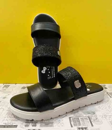 【震撼精品百貨】Hello Kitty 凱蒂貓~台灣製Hello kitty正版成人厚底拖鞋-黑色(22.5-24.5號)#19242